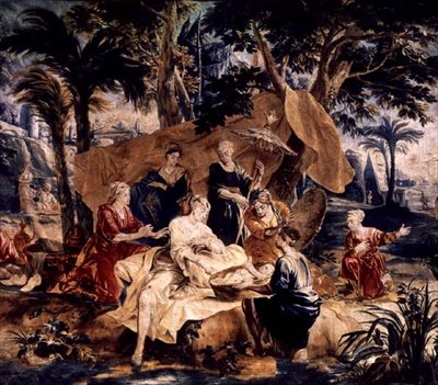 Mózes lelete, Frans és Pieter van de Borcht (kb. 1763) műhelyében (gobelin) alkotó: J. van and Coppens A.A (after) Orley