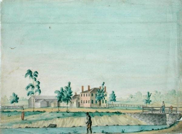 William Rogers ház, Billerica, Massachusetts, 1820 körül (akvarell és tinta, papír) alkotó: Jabez Ward Barton