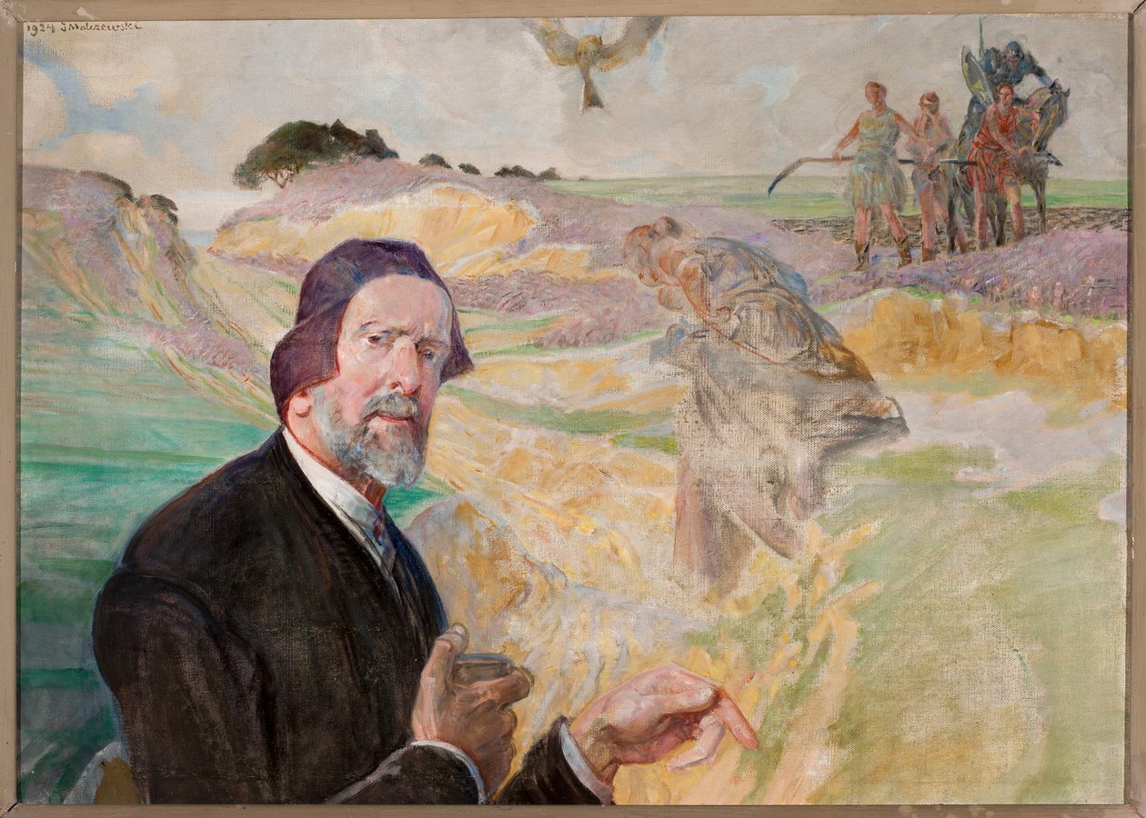Önarckép lengyel út hátterével alkotó: Jacek Malczewski