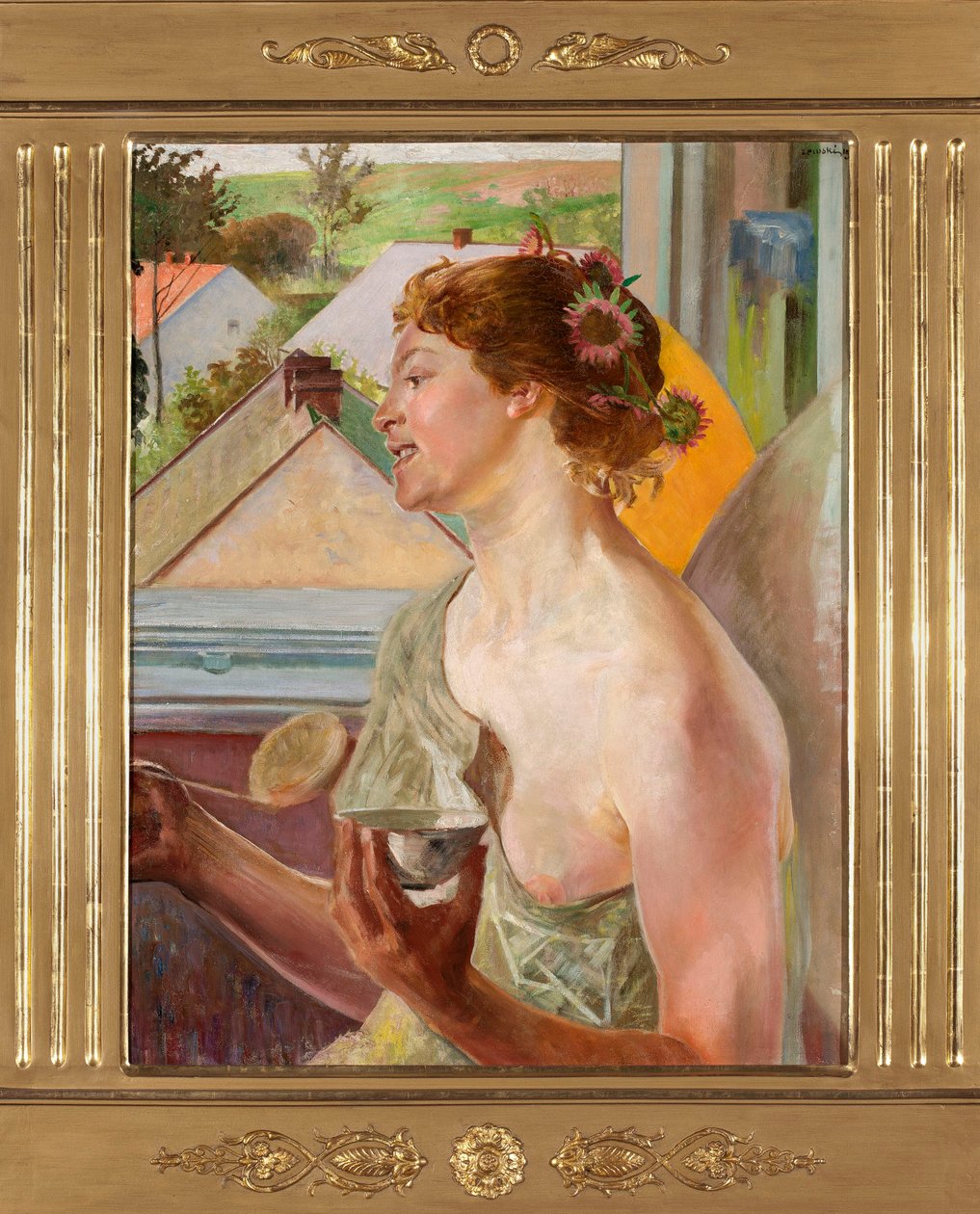 Szappanbuborékok (Nő egy tállal) alkotó: Jacek Malczewski