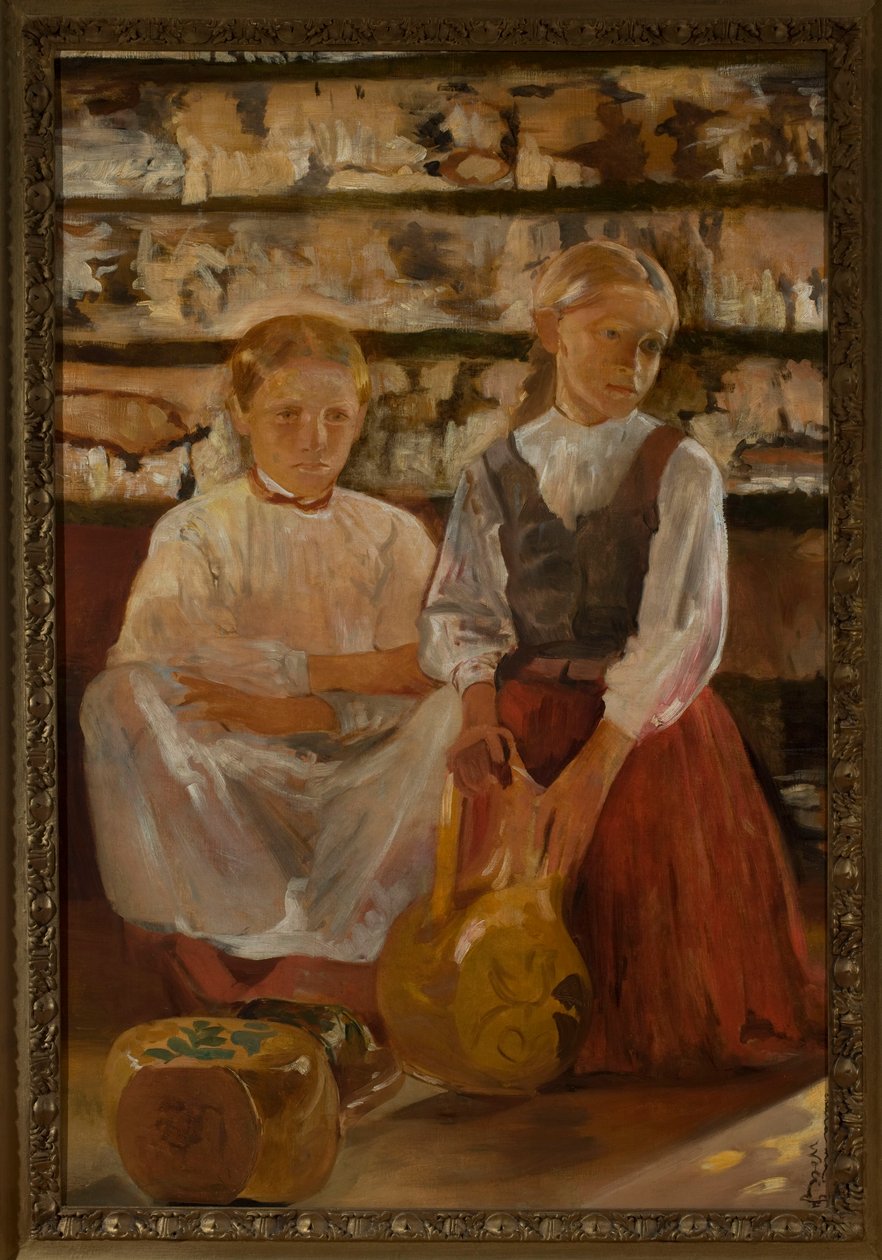 Két kislány egy kancsóval alkotó: Jacek Malczewski