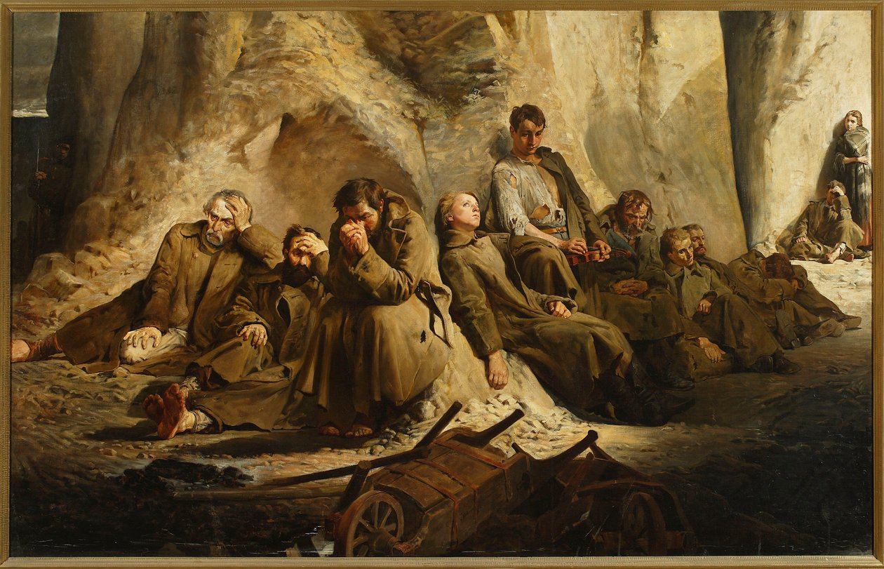 Vasárnap a bányában (Pihenés a bányában) alkotó: Jacek Malczewski