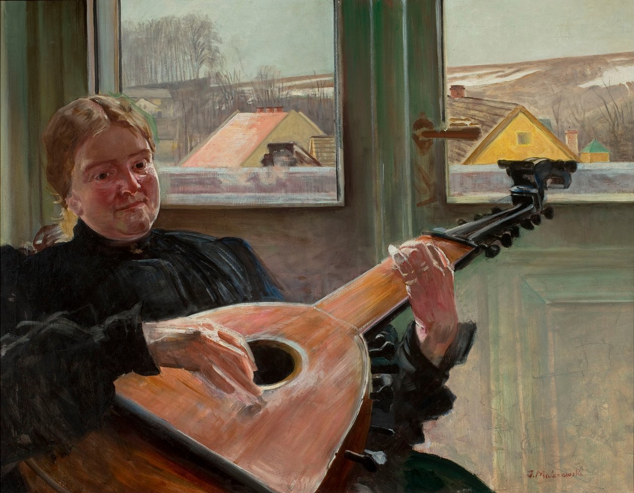A művész nővérének, Helenának a luttával készült portréja alkotó: Jacek Malczewski