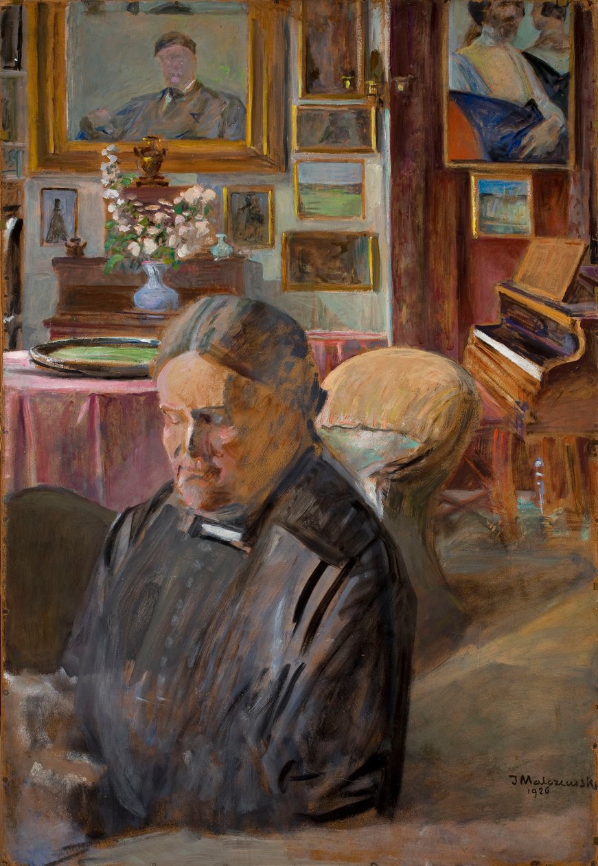 A művész nővére, Helena, a belső térben alkotó: Jacek Malczewski