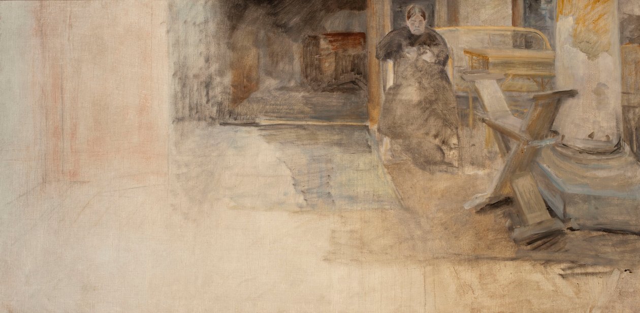 Belső tér a művész nővérével, vázlat alkotó: Jacek Malczewski