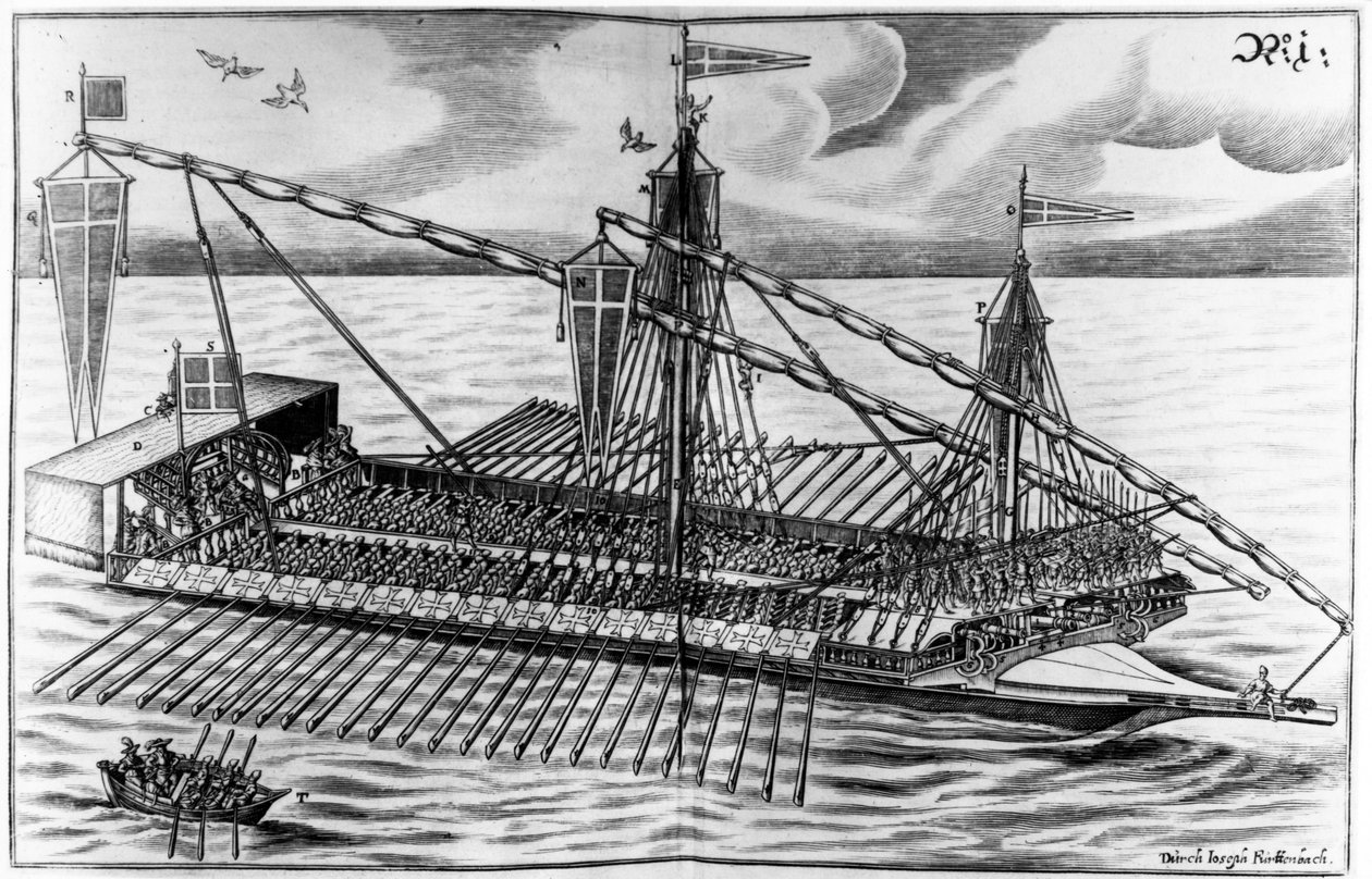 Hadihajó, Joseph Furrtenbach „Architectura Martialis” című illusztrációja, 1629-ben alkotó: Jacob Custodis