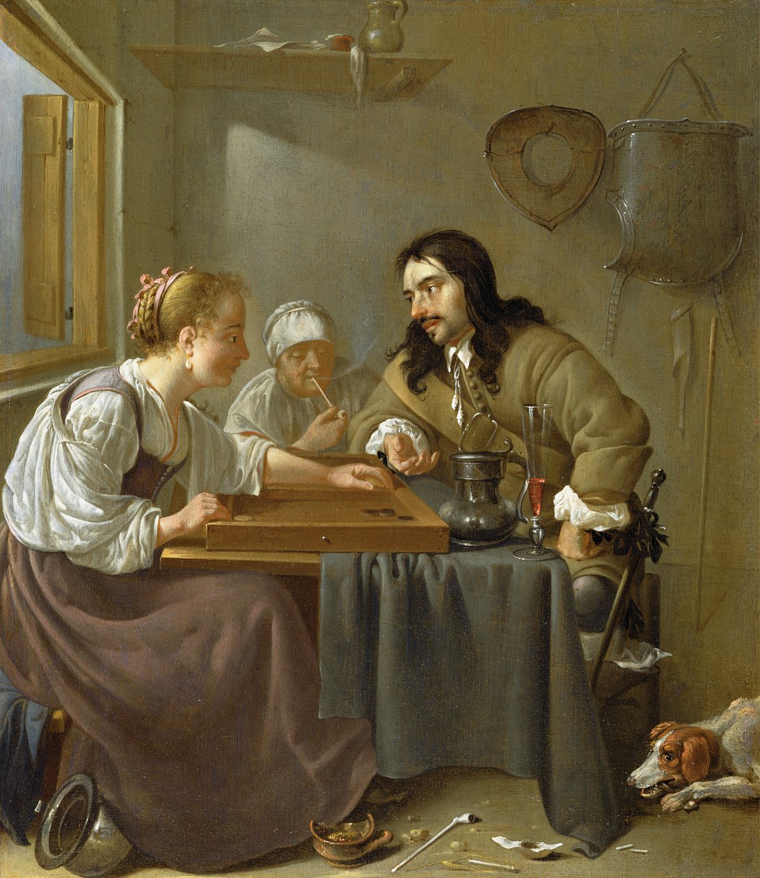 Backgammont játszó pár (panel) alkotó: Jacob Duck