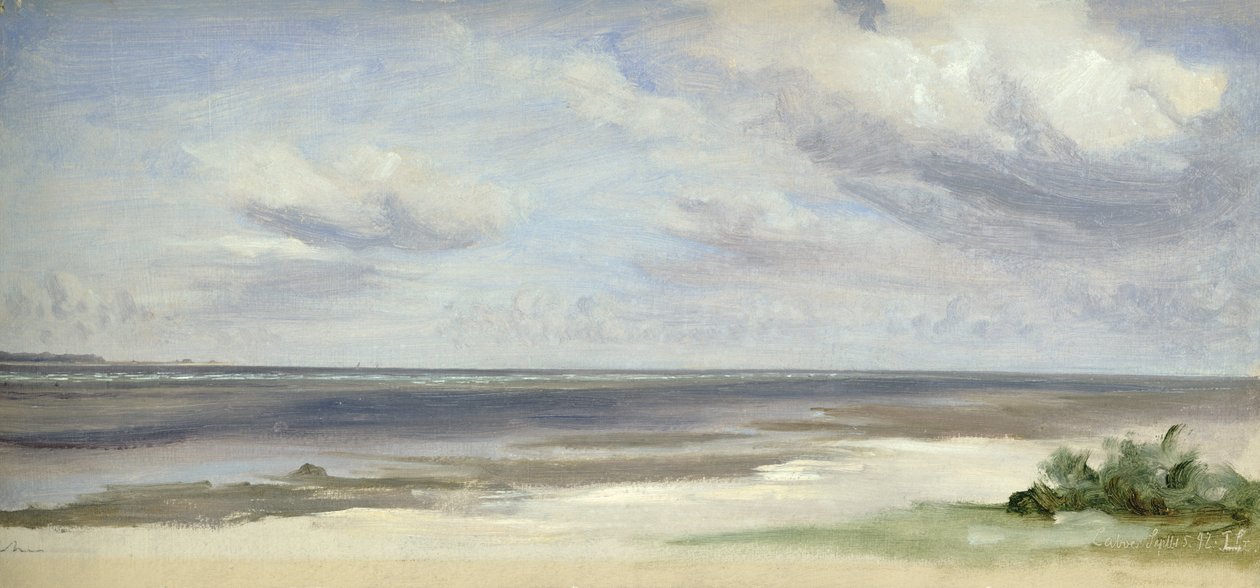 Egy strand a Balti-tengeren Laboe-ban, 1842 (wc papíron, kártyán) alkotó: Jacob Gensler