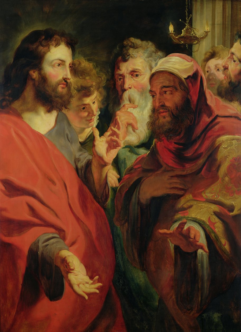 Krisztus oktatja Nikodémust alkotó: Jacob Jordaens