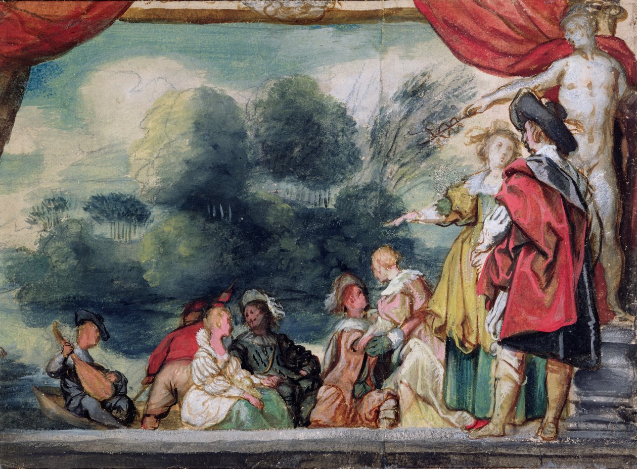 A rakpart (akvarell papíron) alkotó: Jacob Jordaens