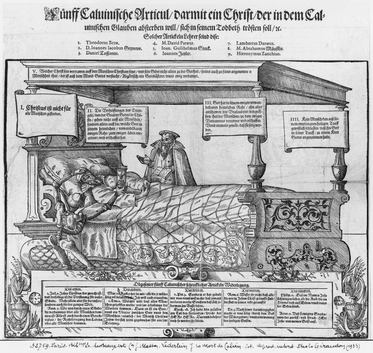 John Calvin a halálos ágyán alkotó: Jacob Lederlein