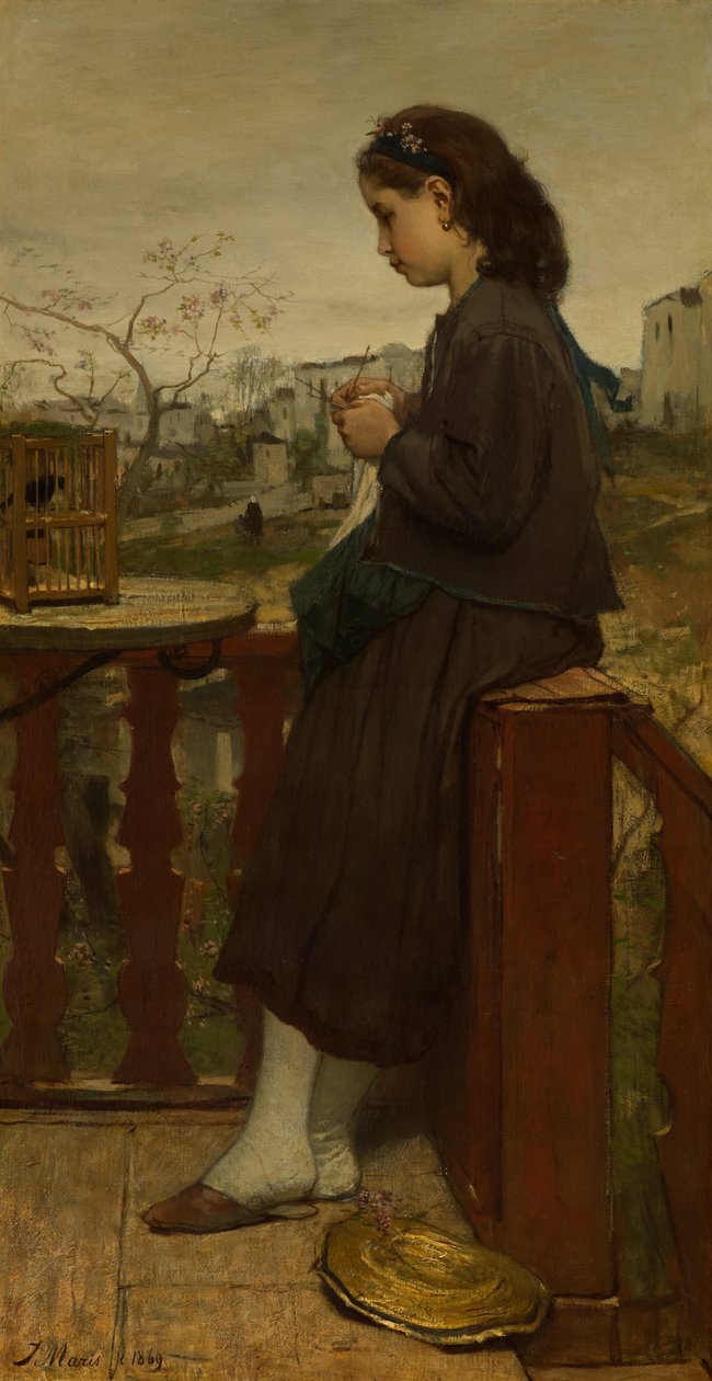 Lány kötés az erkélyen, Montmartre alkotó: Jacob Henricus or Hendricus Maris