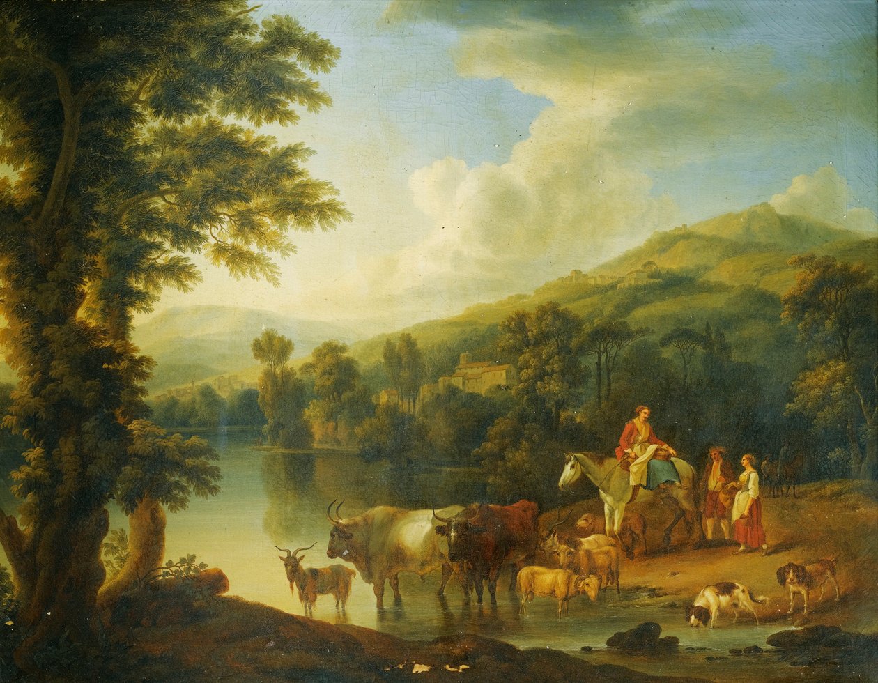 Folyói táj egy lovassal alkotó: Jacob Philipp Hackert