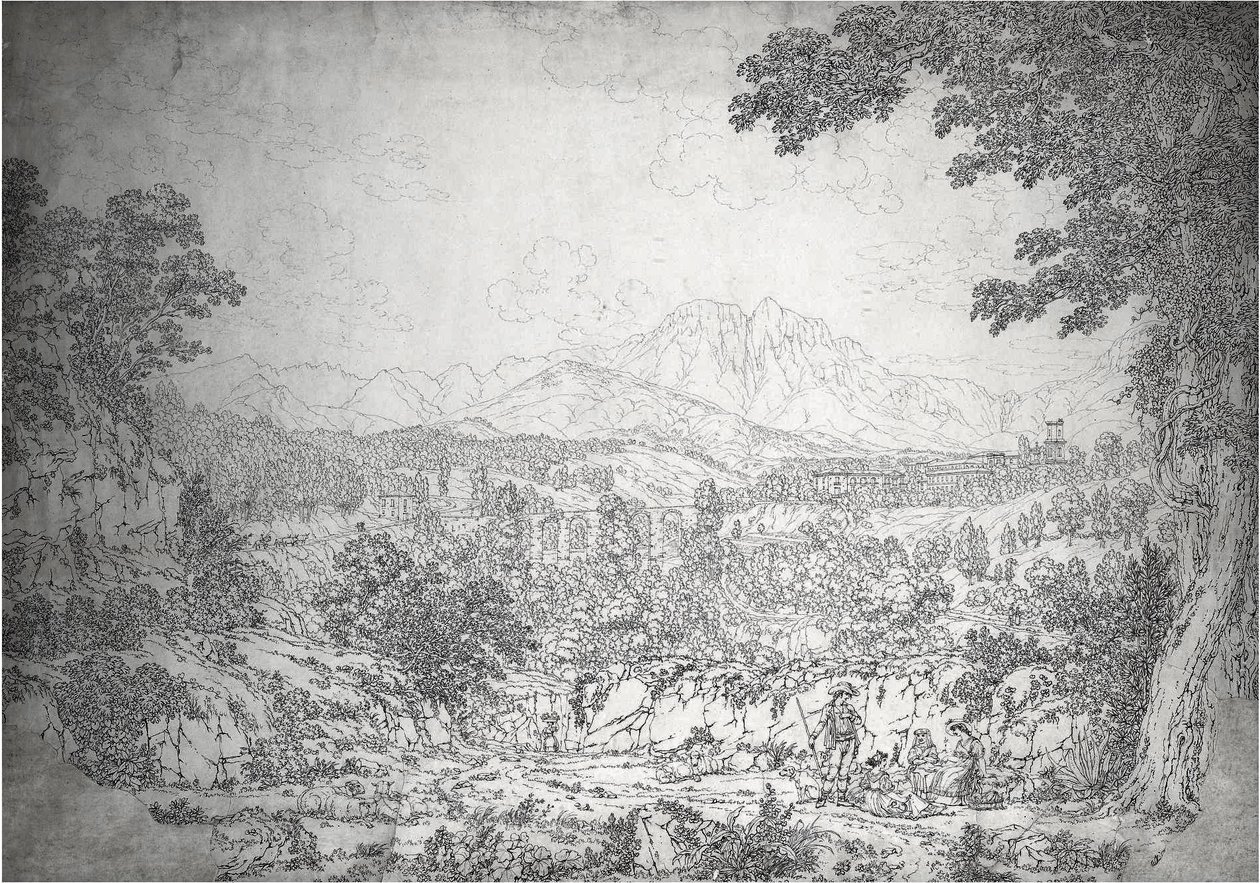 Cava dei Tirreni kilátása alkotó: Jacob Philippe Hackert