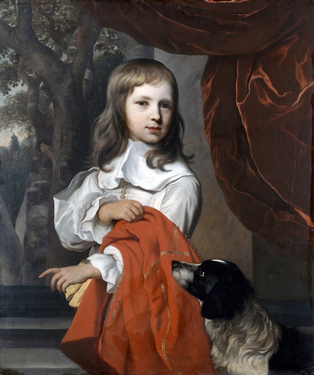 Fiatal fiú portréja kutyával, 1658 alkotó: Jacob or Jacques van Loo