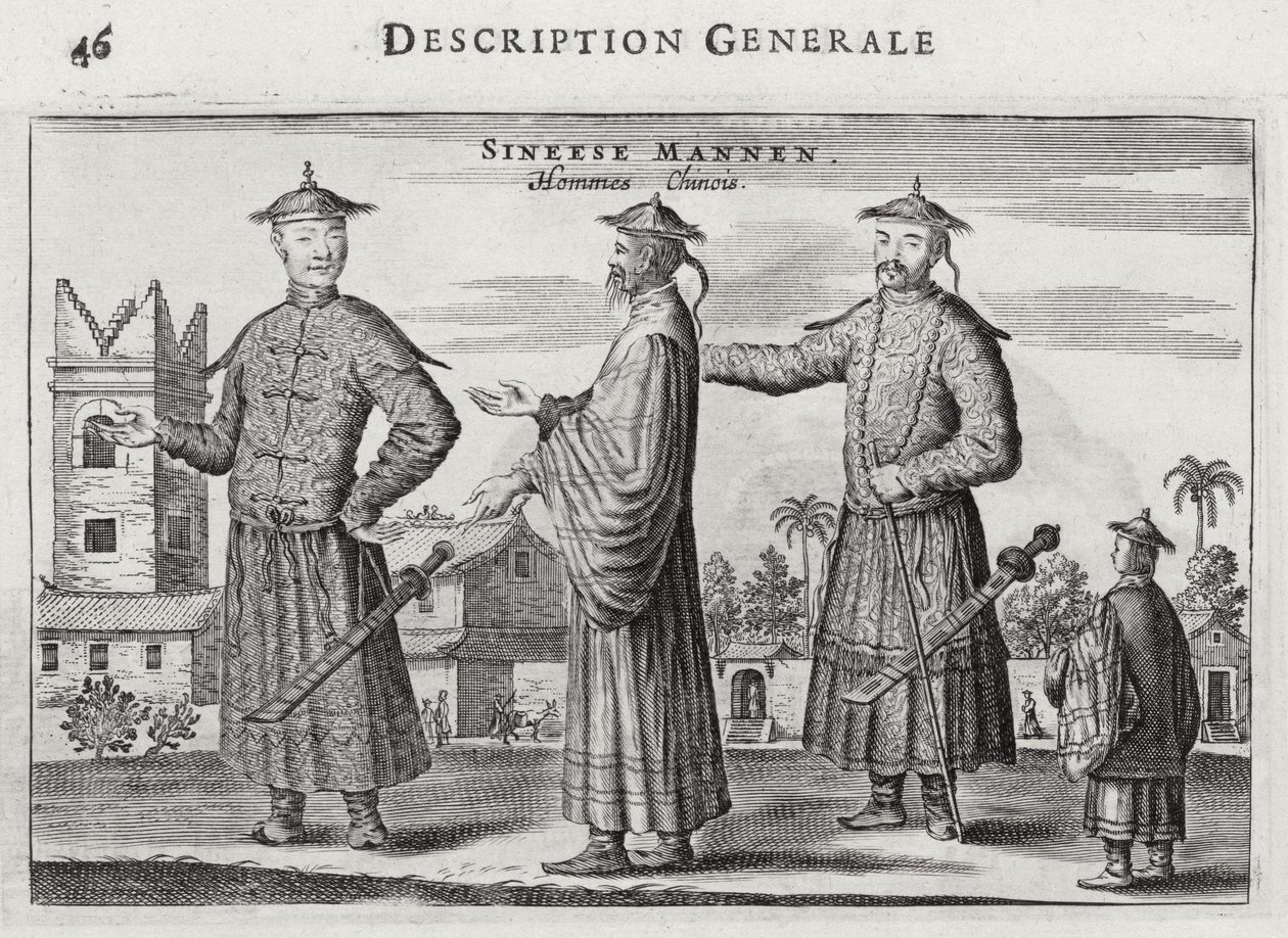 Kínai emberek, általános leírás egy 1665-ös kínai holland követség beszámolójából alkotó: Jacob van Meurs