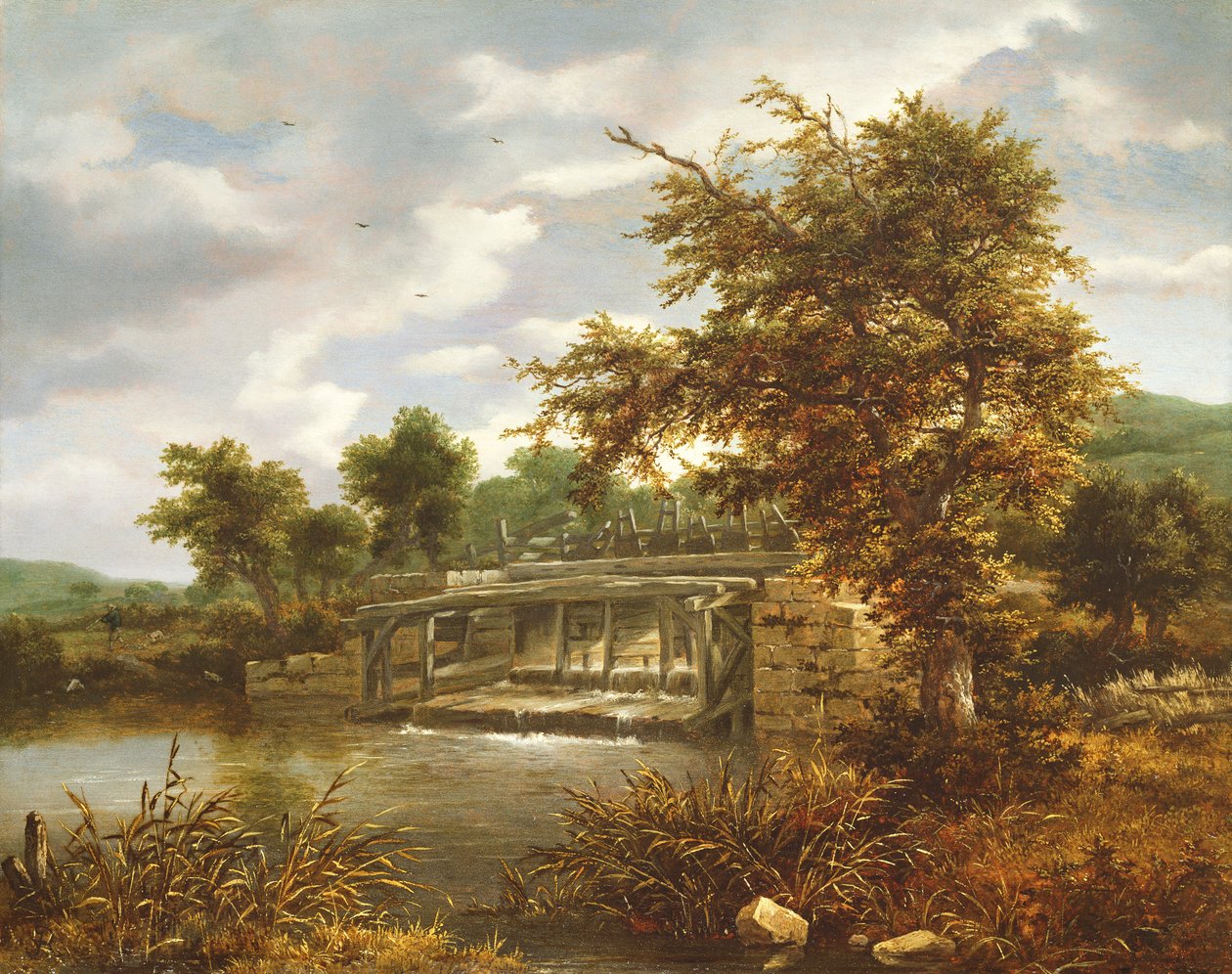 Erdős folyami táj zsilipkapuval alkotó: Jacob van Ruisdael