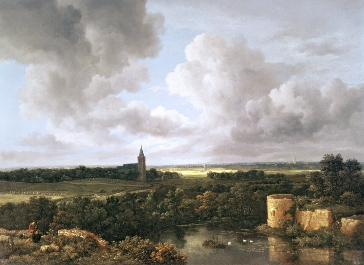 Táj romos várral és templommal, 1665-70 körül alkotó: Jacob van Ruisdael