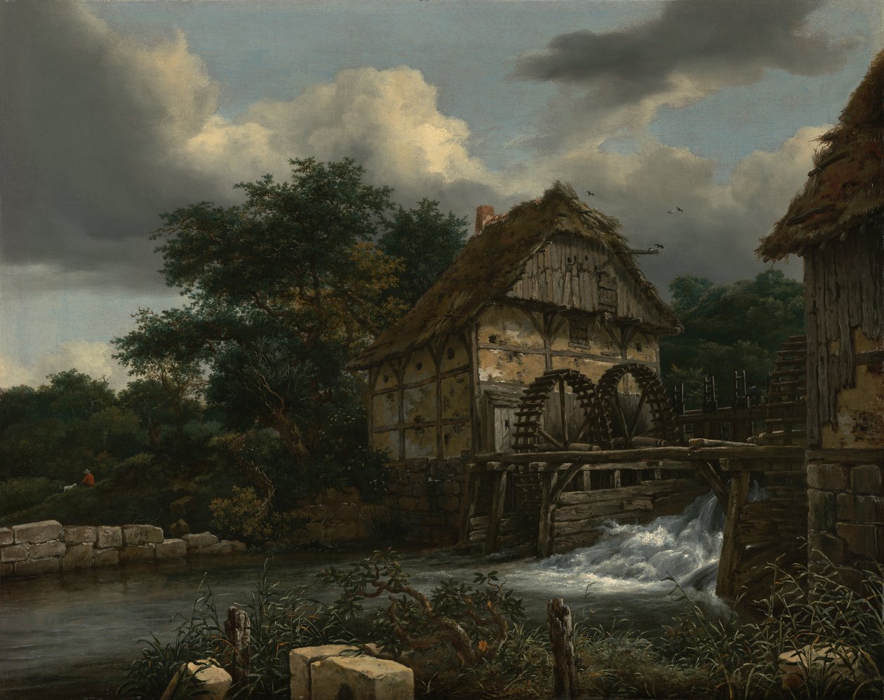 Két vízimalom és egy nyitott zsilip alkotó: Jacob van Ruisdael