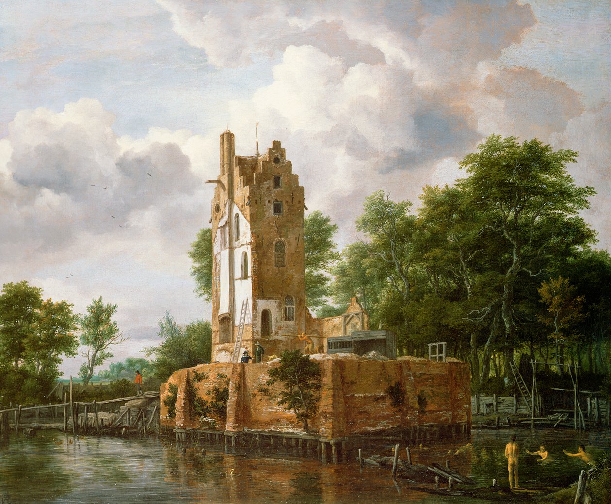 Kilátás a Kostverloren-kastélyra az Amstelen alkotó: Jacob van Ruisdael