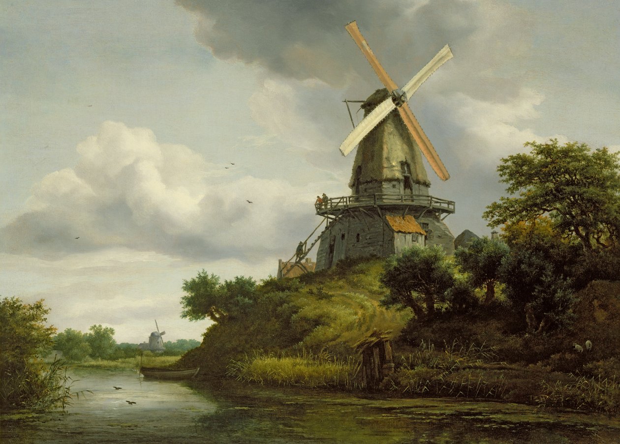 Szélmalom folyó mellett alkotó: Jacob van Ruisdael