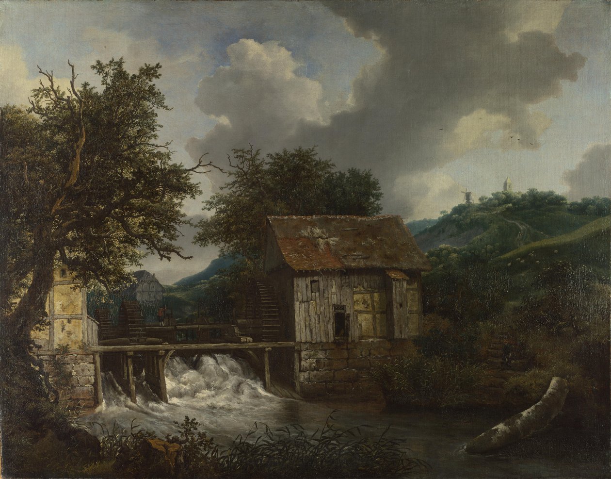 Két vízimalom és egy nyitott gát Singraven közelében alkotó: Jacob van Ruisdael