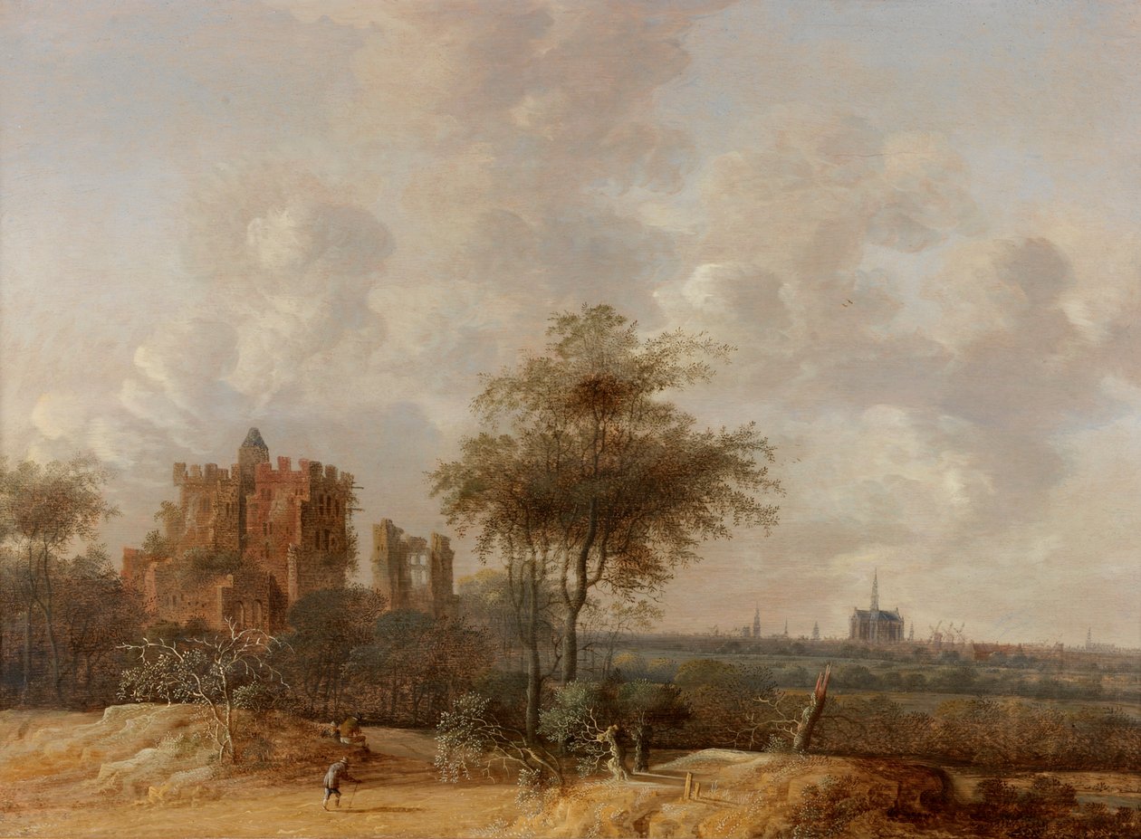 Táj Brederode romos kastélyával és Haarlem távoli kilátásával, 1655 alkotó: Jacob van der Croos