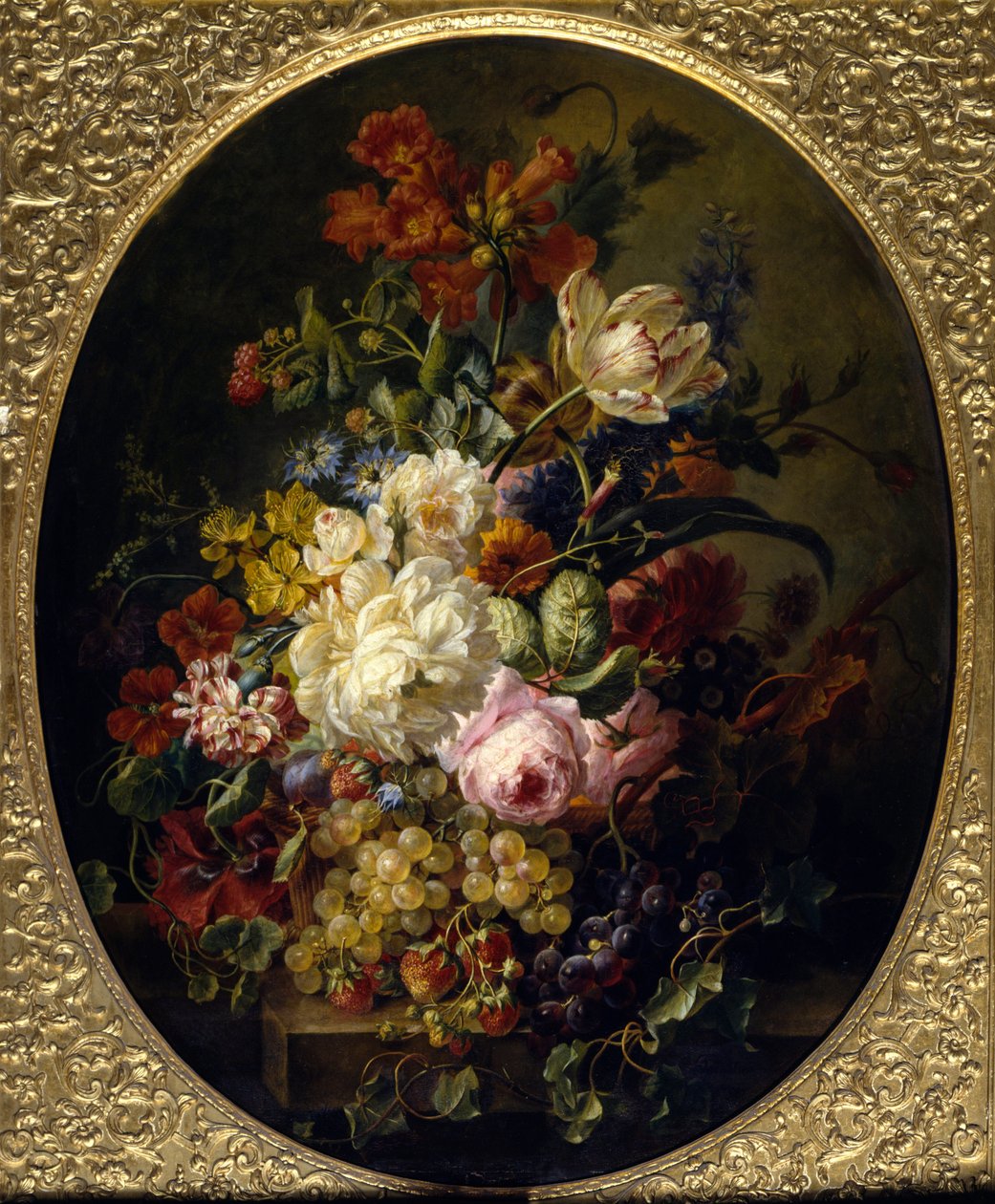Virágok és gyümölcsök. Moise Jacobber festménye (1786-1863) Ec. Hol. alkotó: Jacob Ber
