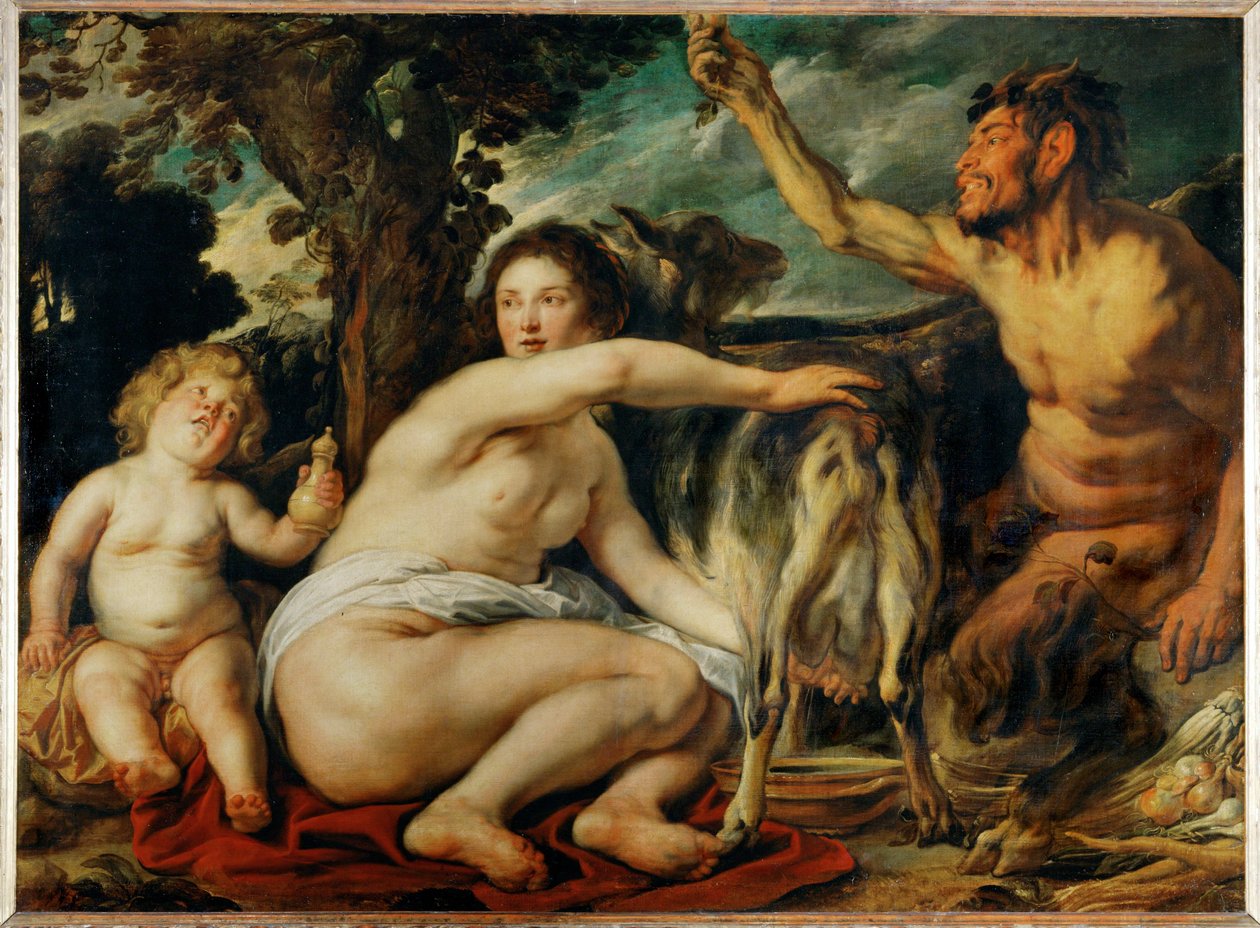 Jupiter enfant nourri par la chevre Amalthee - A gyermek Jupiter, akit Amalthea kecske dajkált ... alkotó: Jacob (studio of) Jordaens