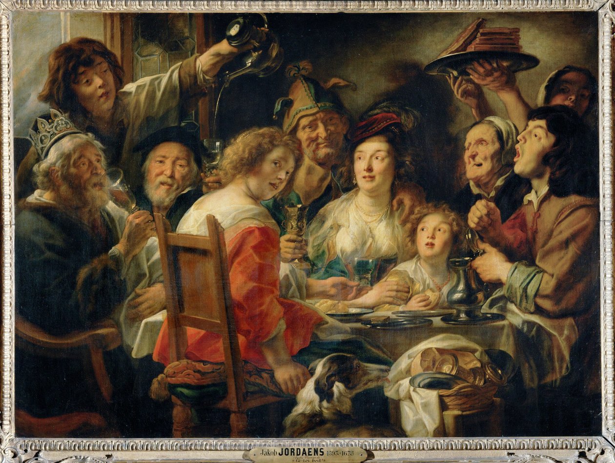 Le roi boit - A babkirály, egy ünnep Epiphaniára ... alkotó: Jacob (studio of) Jordaens