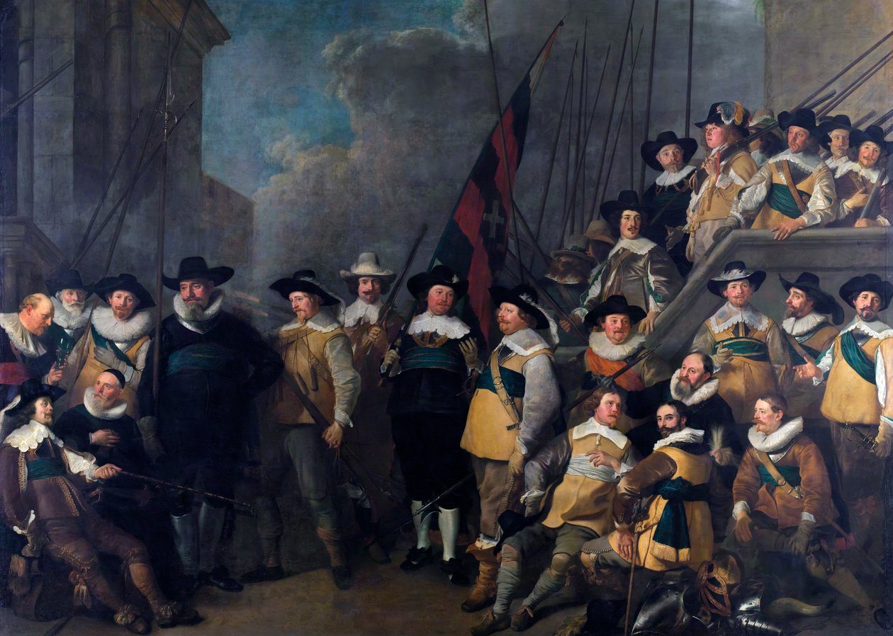 Cornelis de Graeff kapitány és Hendrick Lauwrensz hadnagy századának tisztjei és emberei alkotó: Jacob Adriaensz Backer