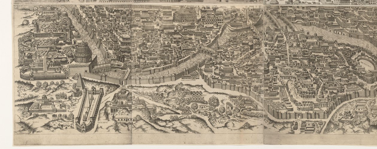Plattegrond van Rome ten tijde van keizer Augustus (onderste blad) Nagyon pontos kép az ókori városról ókori műemlékekből alakult ki Az ókori Róma képei romos épületek nyomairól (...) alkotó: Jacob Bos