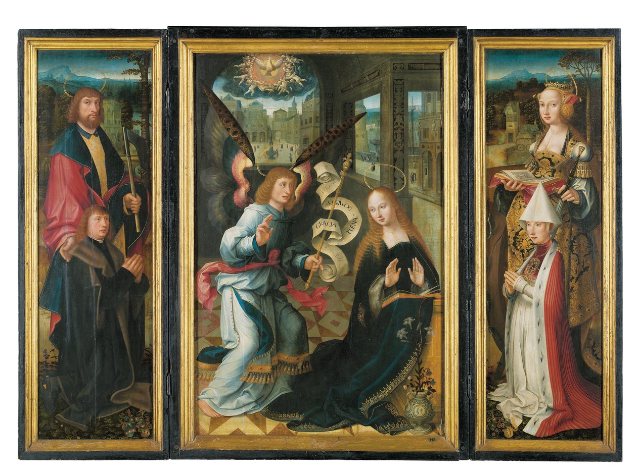 Triptichon: Az Angyali üdvözlet alkotó: Jacob Claesz. von Utrecht