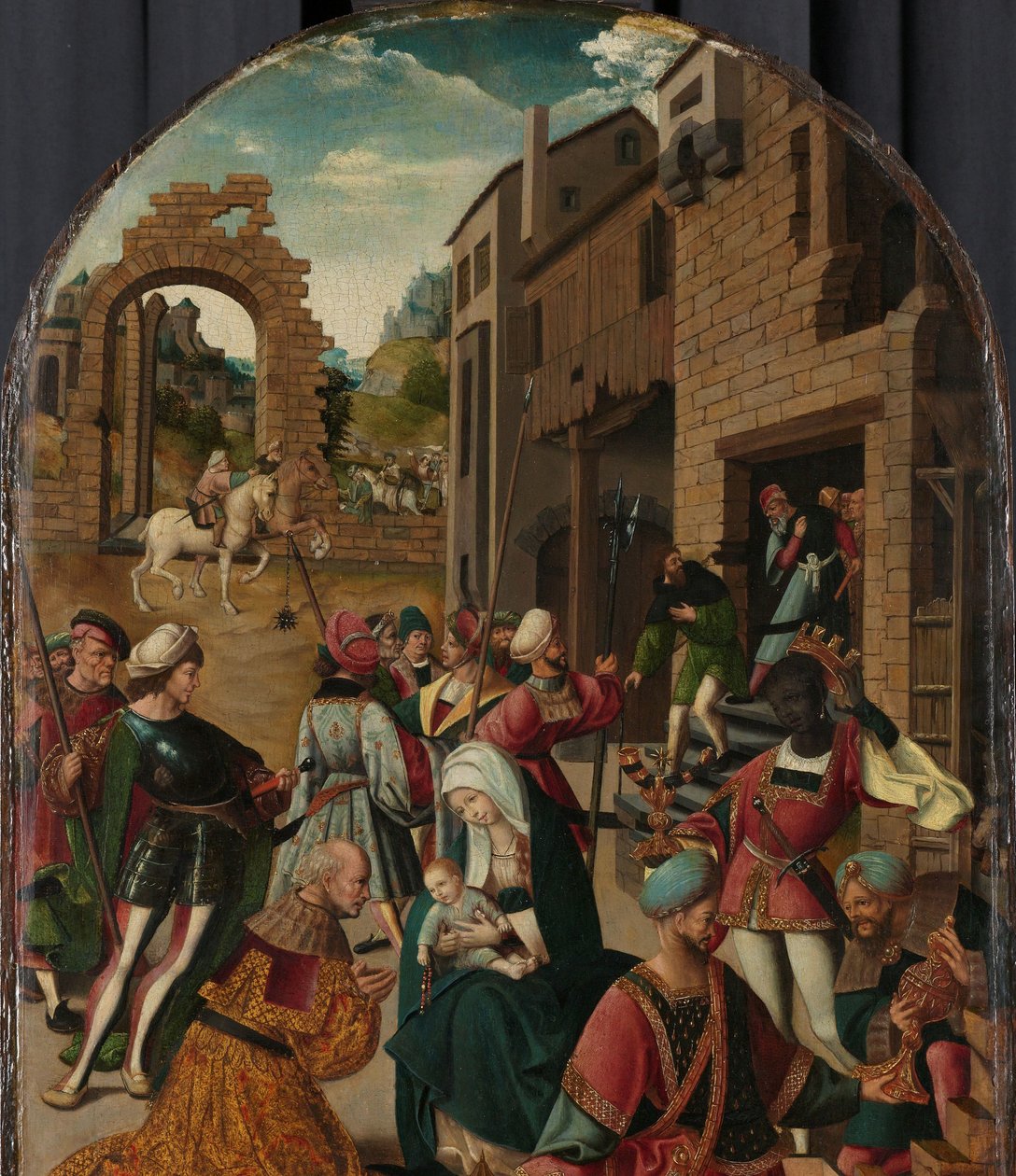 A mágusok imádása alkotó: Jacob Cornelisz van Oostsanen (workshop of)