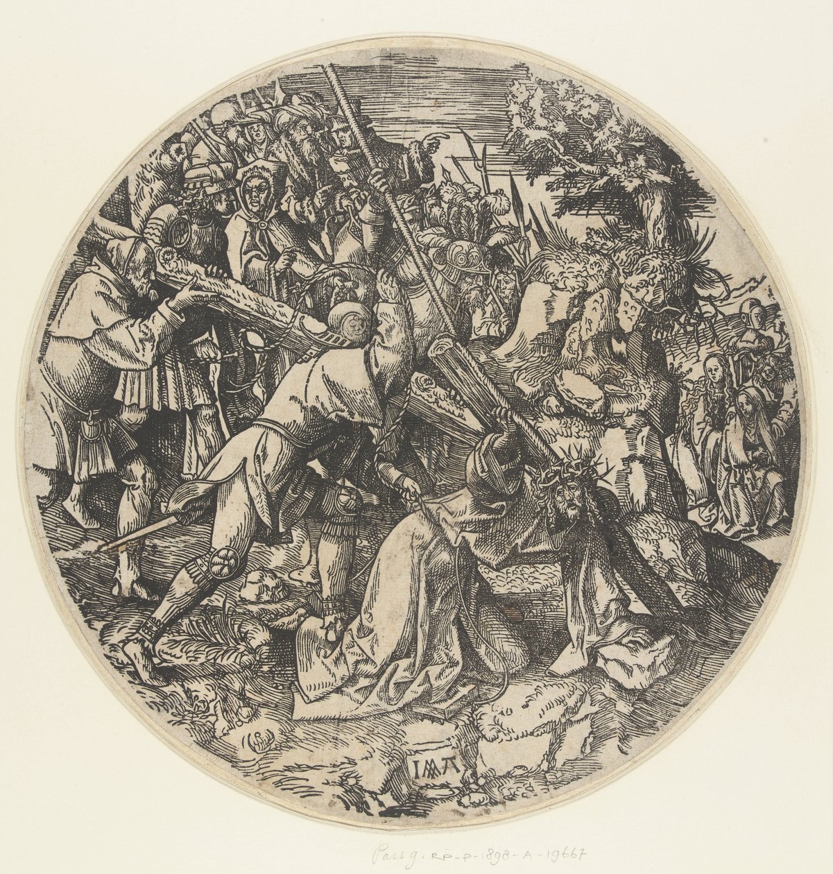 A kereszt hordozása The Round Passion (sorozat címe) alkotó: Jacob Cornelisz van Oostsanen