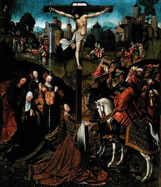 A keresztre feszítés (tempera a panelen) alkotó: Jacob Cornelisz van Oostsanen