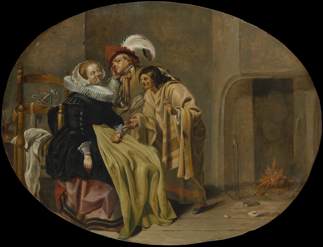 Egy házaspár egy belső térben egy cigány jósnővel, kb. 1632-33. alkotó: Jacob Duck