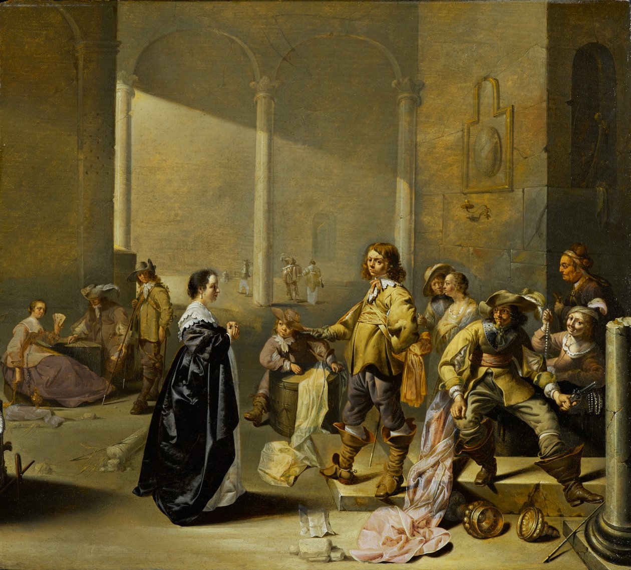 Őrségi jelenet hadizsákmányokkal, 1635-1640 körül alkotó: Jacob Duck