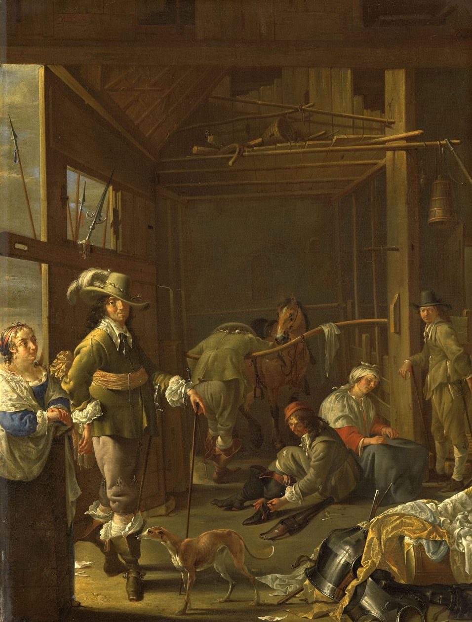 Katonák egy istállóban, 1655 körül (olaj, vászon) alkotó: Jacob Duck