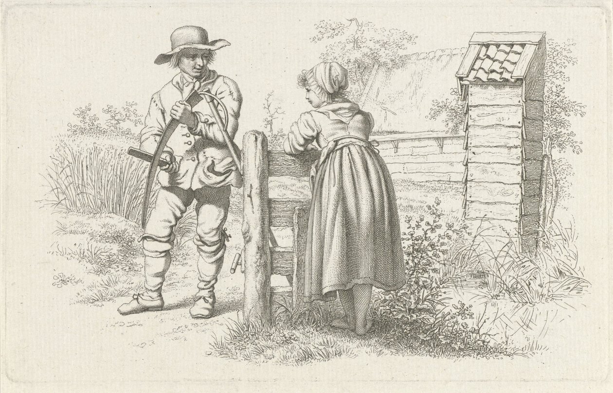 Mower beszél egy lánnyal Tanulmánynyomatok / Etudes gravées (sorozat címe) alkotó: Jacob Ernst Marcus