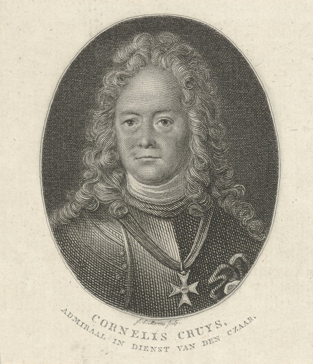 Cornelius Cruys 1655-1727, az orosz birodalmi haditengerészet admirálisának portréja, 1818 alkotó: Jacob Ernst Marcus