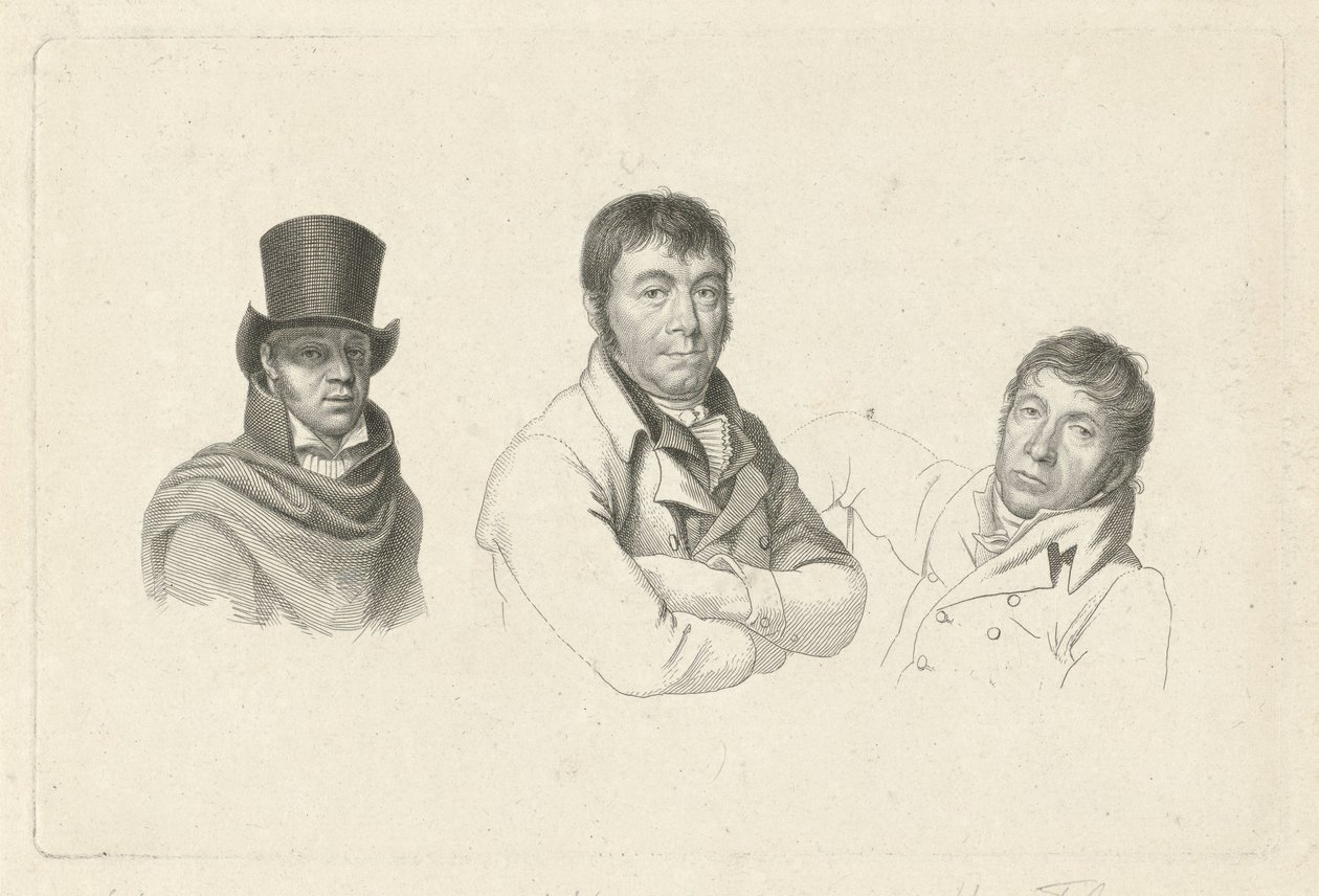 Jan Kamphuysen, Dirk Versteegh és Hendrik de Flines portréi alkotó: Jacob Ernst Marcus
