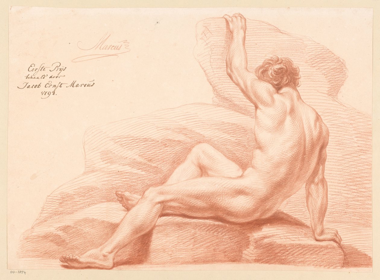 Ülő férfi akt, oldalnézet (1. díj, 1798) alkotó: Jacob Ernst Marcus