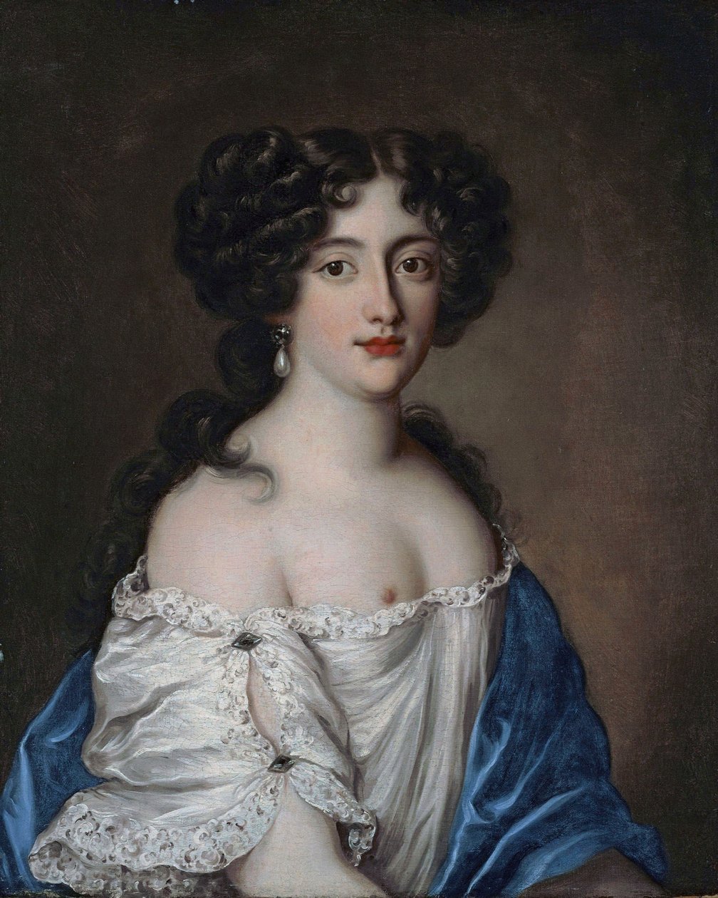 Francia: Portrait de Hortense Mancini, duchesse de Mazarin, comme Aphrodite Hortense Mancini (1646-1699), duchesse de Mazarin, mint Aphrodite portréja. alkotó: Jacob Ferdinand Voet