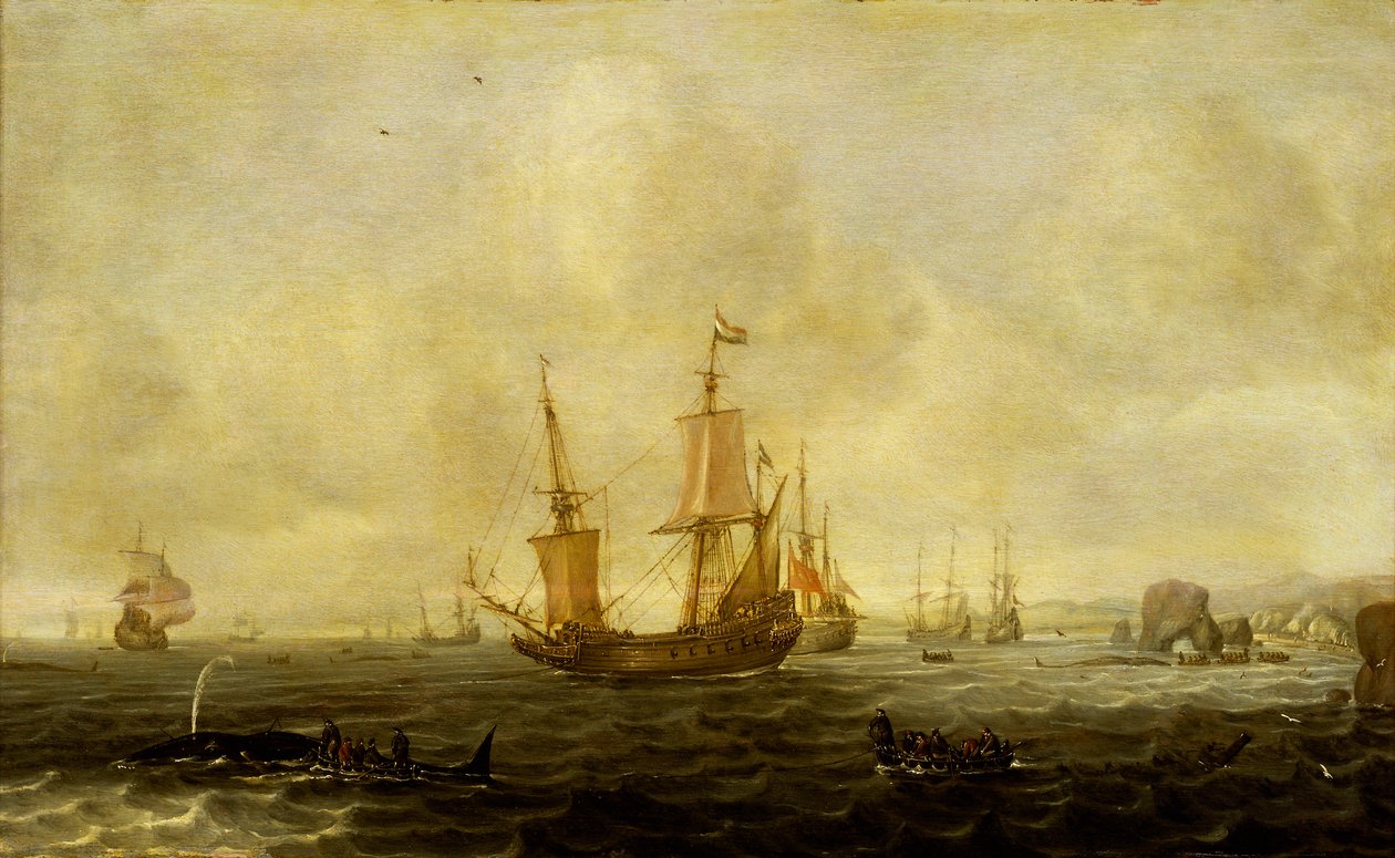 Holland bálnavadász flotta, 17. század közepe (olaj, tábla) alkotó: Jacob Feyt de Vries