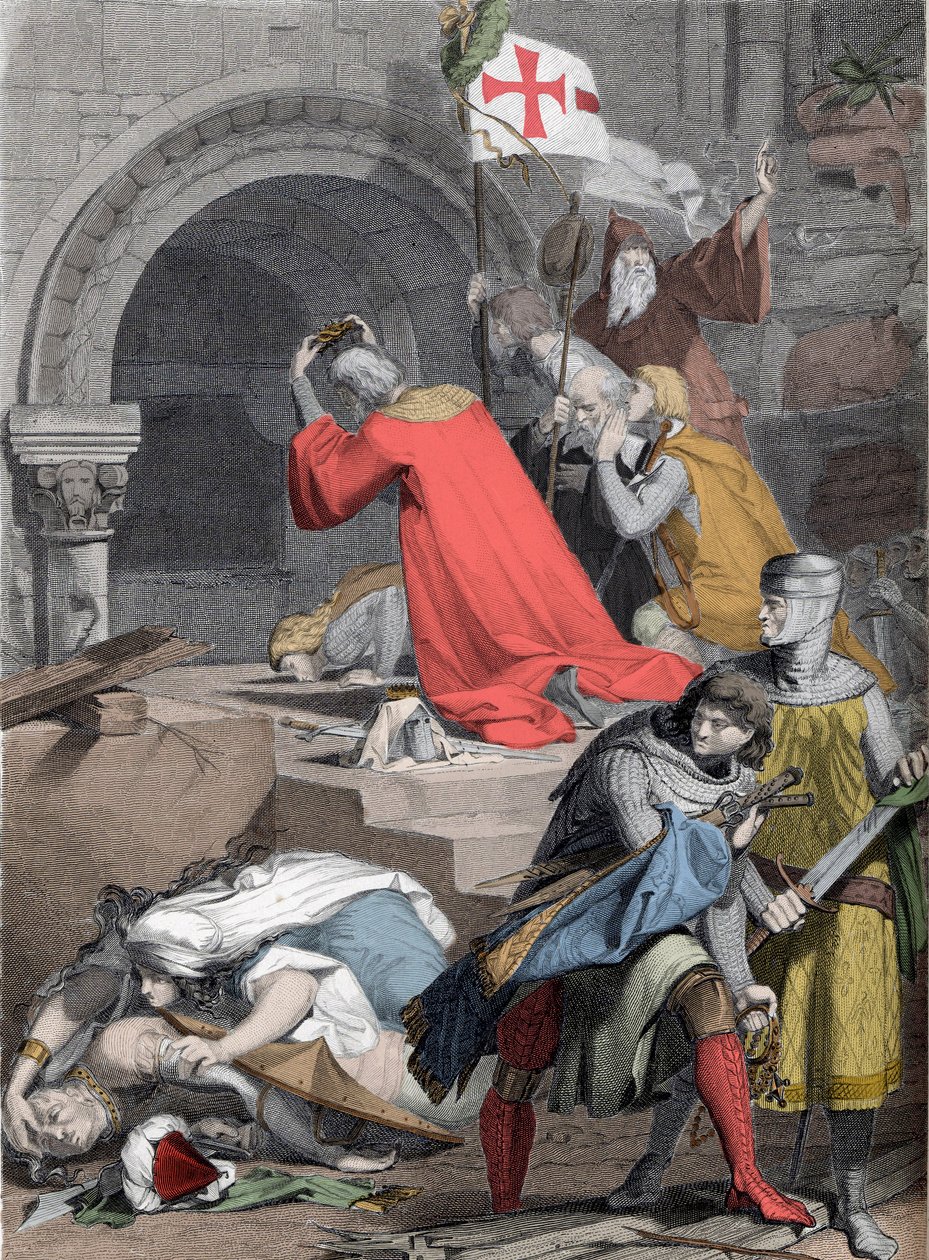 Godefroy de Bouillon (1058-1100) Saint-Sepulcre-ben, 1099-ben - Bouillon Godfrey a Szent Sírnál, Deininger - alkotó: Jacob Friedrich Deininger