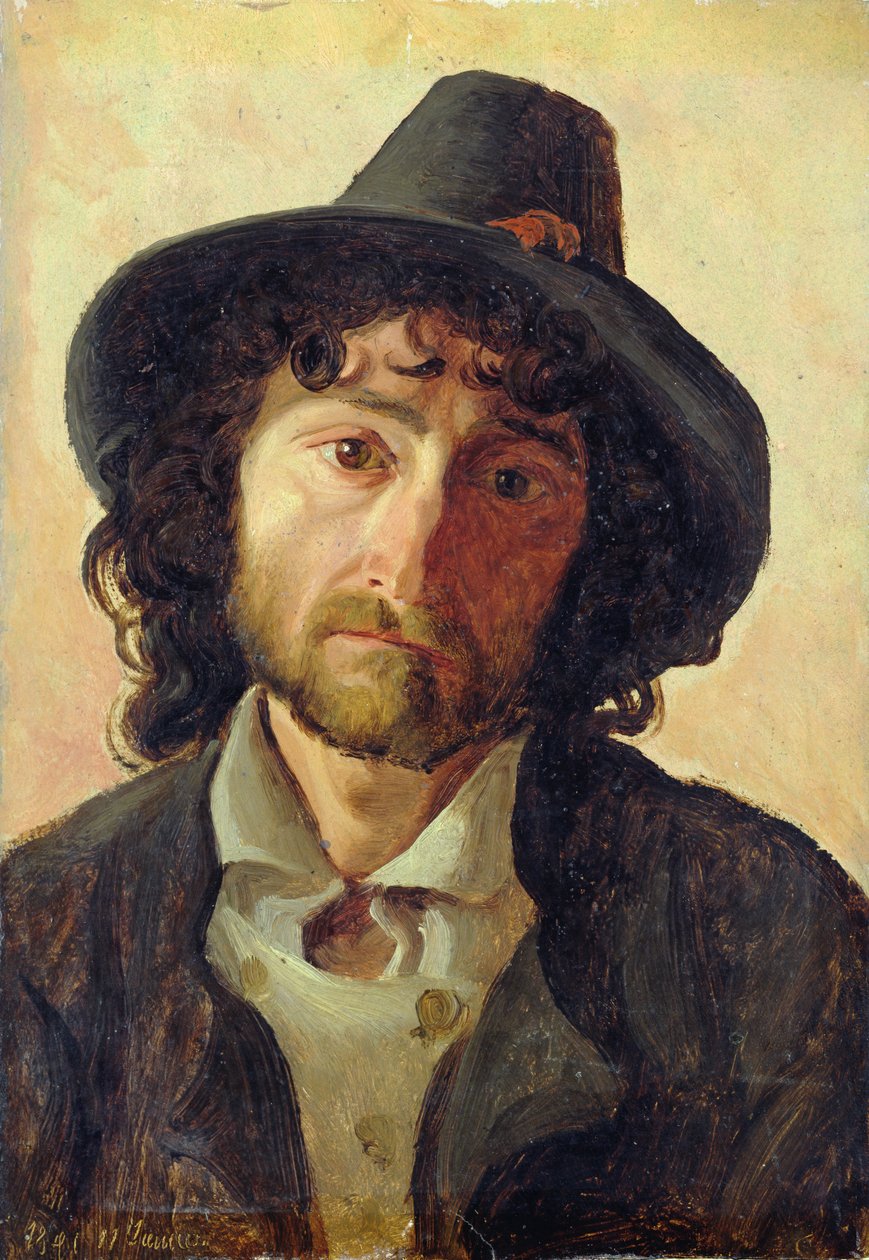 Egy ember feje, 1841 (olaj, papír, a fedélzeten) alkotó: Jacob Gensler