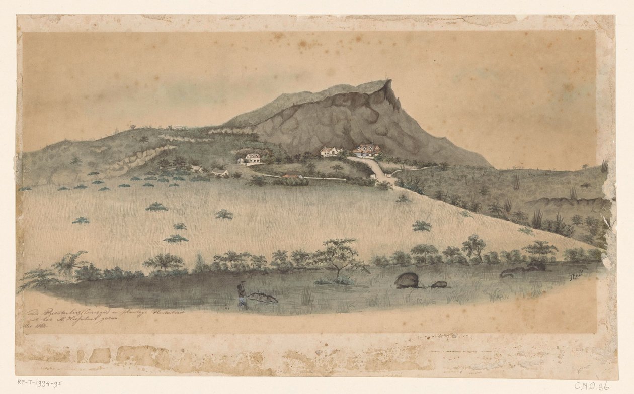 Kilátás a Curaçao-i Plantersrust ültetvényre alkotó: Jacob Hendrik van de Poll (signed by artist)