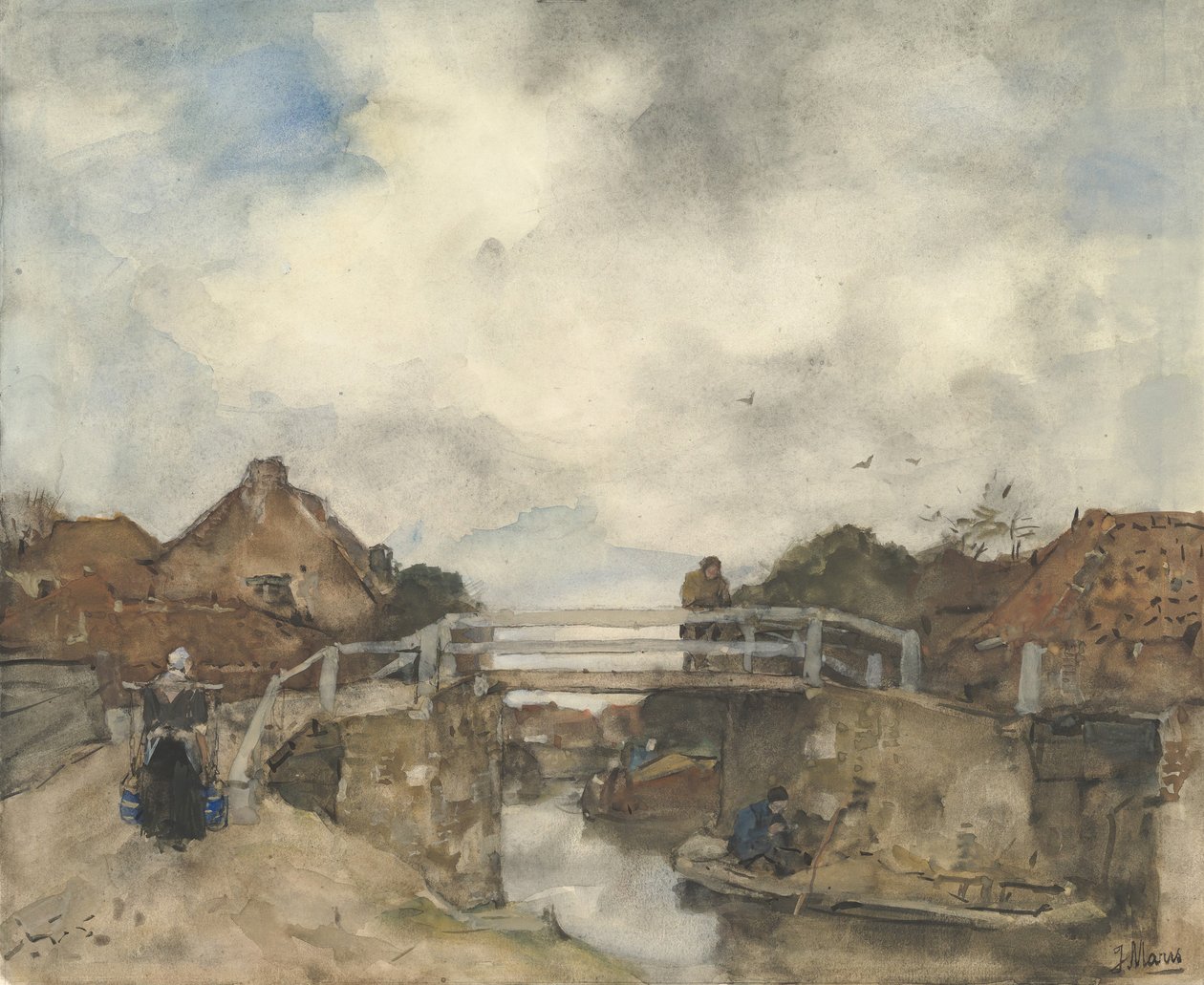 Holland-csatorna, Rijswijk, a 19. század második fele. alkotó: Jacob Henricus Maris