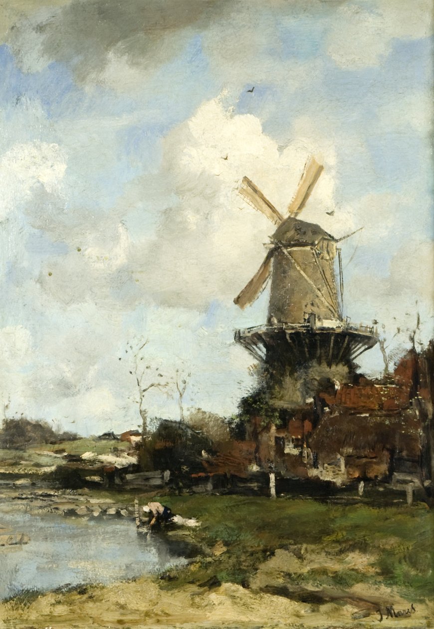 A malom, holland táj, 1880 körül (olaj, vászon) alkotó: Jacob Henricus or Hendricus Maris